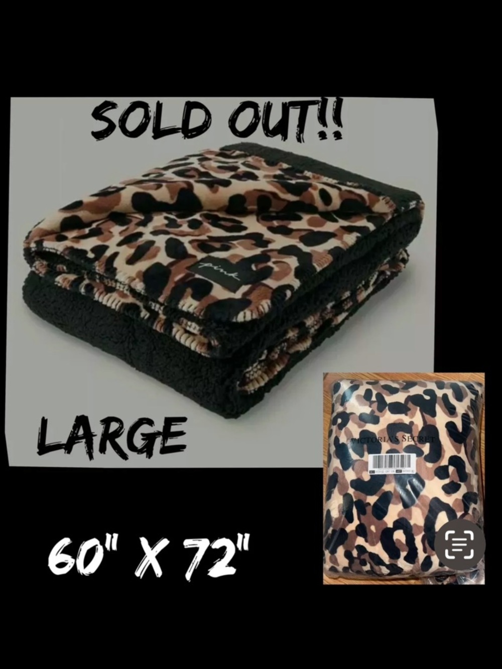NEW Victoria Secret Pink Cheetah Leopard Print Sherpa Throw Blanket